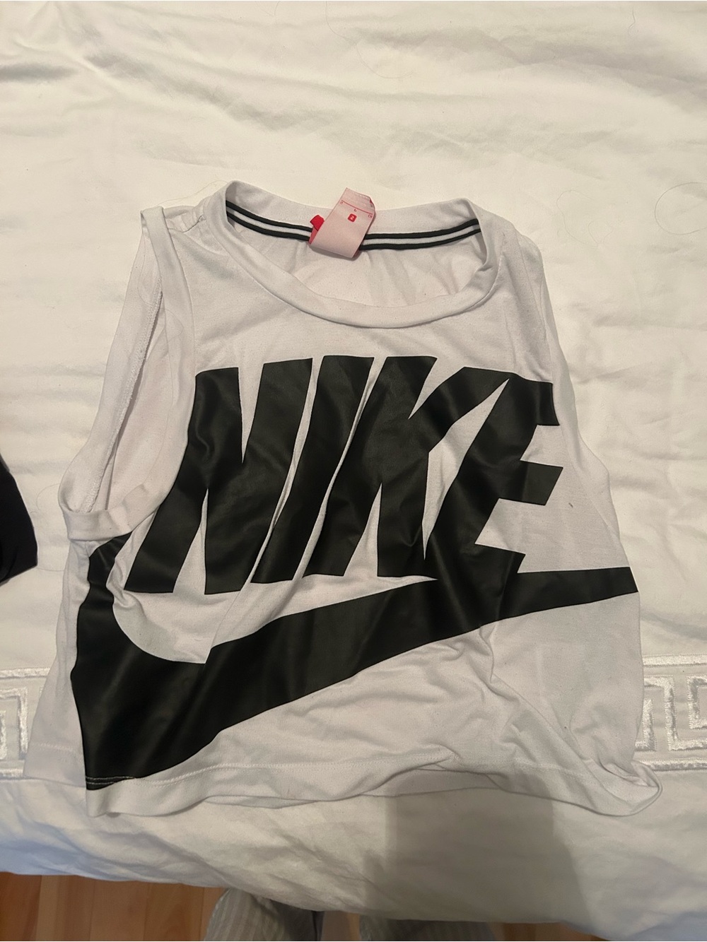 Nike White Crop Tank with Black Logo